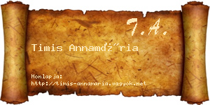 Timis Annamária névjegykártya